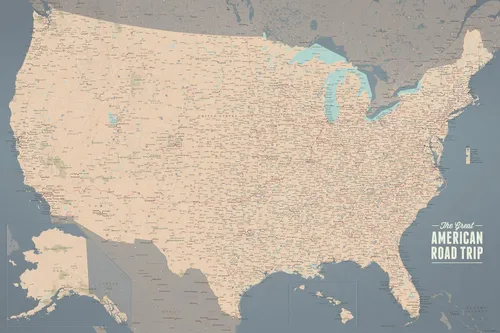 Miniatura 10 de Best Maps Ever Póster de trazado de carreteras y viajes de Estados Unidos, 24 x 36 pulgadas, verde y aguamarina