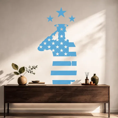 Miniatura 6 de Vinilo grande para pared, diseño de soldado, bandera de Estados Unidos, Día de los Veteranos, decoración de arte patriótico (ig5374)