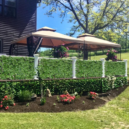 Miniatura 7 de Valla de hiedra sintética expandible, pantalla de privacidad, seto artificial elástico de una cara para balcón, patio, jardín (1 unidad, uva)