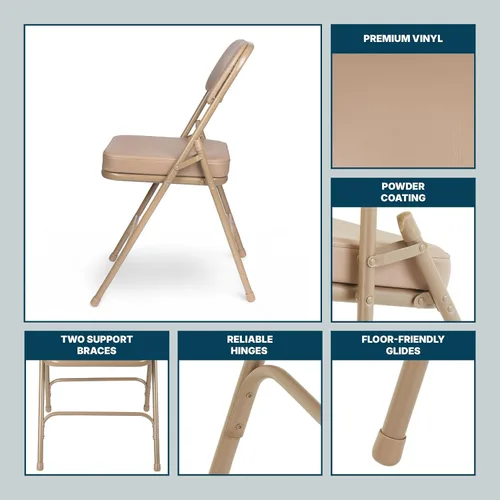 Miniatura 9 de OEF Furnishings Serie OEF3200 Sillas plegables de vinilo de alta calidad, resistentes, de grado industrial, asiento ultra acolchado de 2 pulgadas