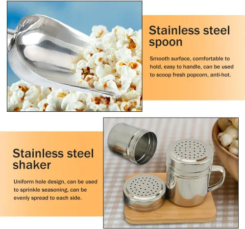 Miniatura 4 de Kit de suministros para máquina de palomitas de maíz, juego de 202 piezas con 200 bolsas de palomitas de maíz de 1 oz, cuchara de acero inoxidable