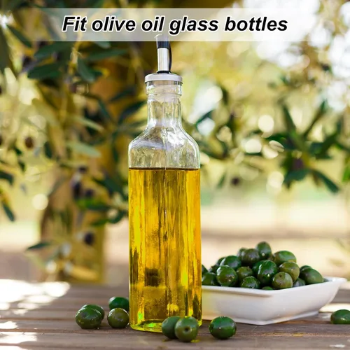Miniatura 6 de uxcell Vertedores de botellas de acero inoxidable, 4 boquillas de aceite de oliva abatibles automáticamente, vertedores de vino, boquillas