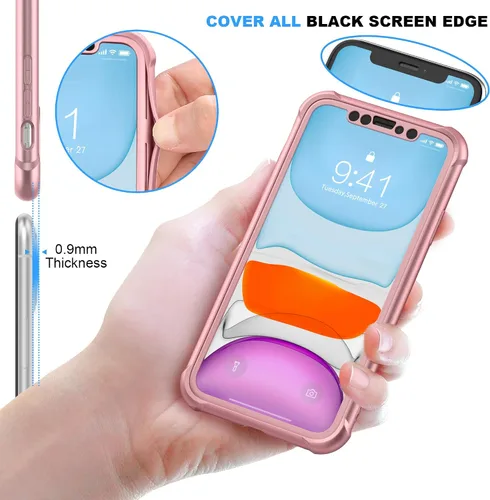 Miniatura 4 de ORETECH - Funda para iPhone 11, con 2 protectores de pantalla de vidrio templado, prueba de caídas de grado militar de 10 pies, cuerpo completo