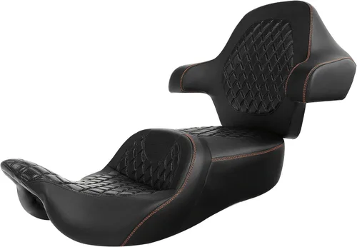 Miniatura 44 de C.C. RIDER Asiento de conductor, piloto y pasajero de una pieza con diamante, asiento de 2 plazas para Harley Touring Road King FLHR, Street Glide
