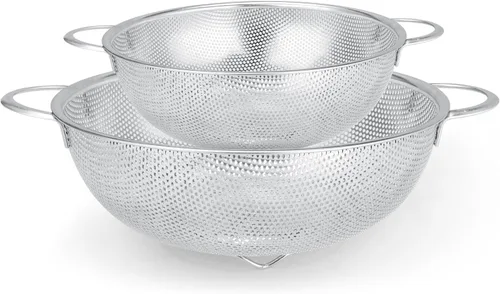 Miniatura 8 de Gulex Colador de acero inoxidable de 3 cuartos de galón, colador de metal con base, colador para alimentos de cocina, apto para lavavajillas