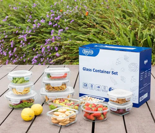 Miniatura 6 de Bayco Contenedores de vidrio para almacenamiento de alimentos, 24 unidades, cajas herméticas Bento para preparación de comidas, a prueba de fugas