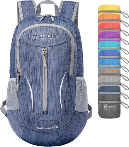 Miniatura 19 de ZOMAKE Mochila plegable ultraligera de 25 litros, mochilas de senderismo plegables resistentes al agua, mochila plegable pequeña para viajes