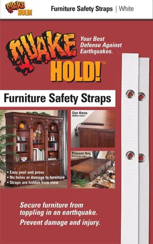 Quakehold! 4164 Juego de correas para muebles, color blanco, 4164