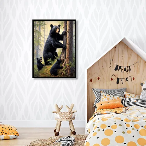 Miniatura 3 de LXTONG Kit de arte de diamantes de pintura de oso negro, arte de diamantes de taladro redondo completo 5D, pequeño oso negro de pintura por números