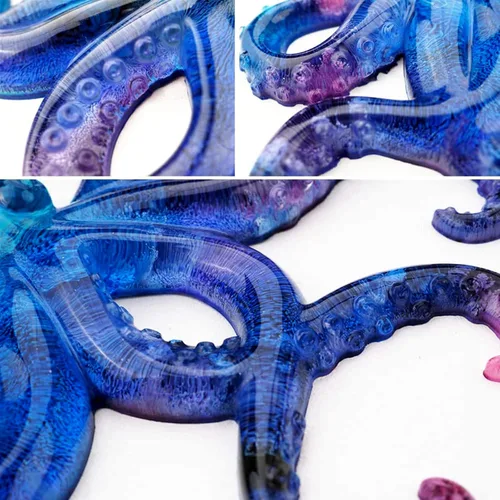 Miniatura 4 de Molde de resina de pulpo, Gasusen 3D de animales marinos grandes, pulpo, moldes de silicona para fundición de resina epoxi, adornos colgantes