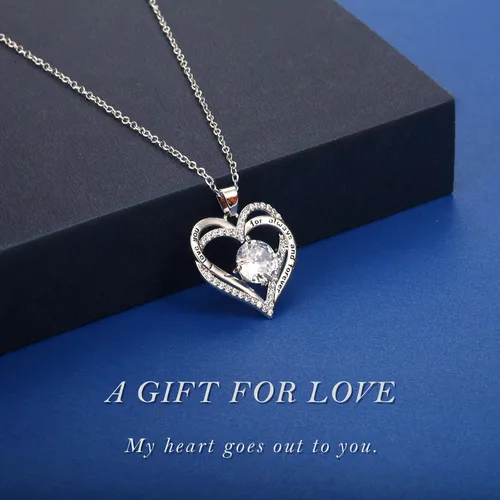 Miniatura 9 de Collares de corazón para mujer como regalo de Navidad para ella, collares rojos con texto en inglés "I Love You" como regalo de cumpleaños