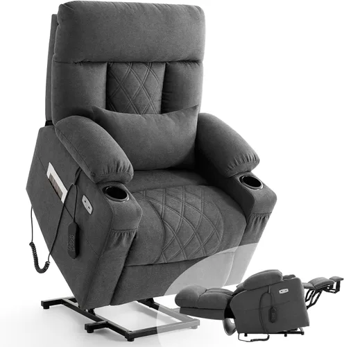 Miniatura 9 de Silla reclinable eléctrica para personas mayores con reposapiés extendido, silla reclinable plana de posición infinita para adultos con masaje