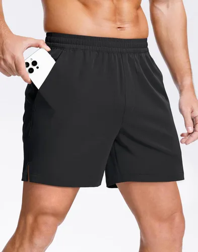 Miniatura 2 de GGJ Pantalones cortos deportivos ligeros para hombre con 2 bolsillos con cremallera de 7/5/9 pulgadas, pantalones cortos de tenis de secado rápido