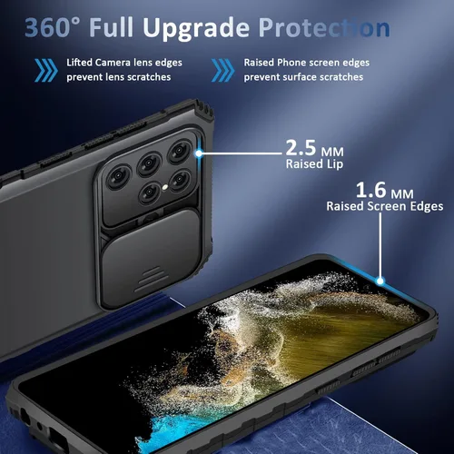 Miniatura 2 de S22 Ultra - Funda compatible con Samsung Galaxy S22 Ultra 5G [versión 2022], funda para cámara deslizante, funda de teléfono a prueba de golpes
