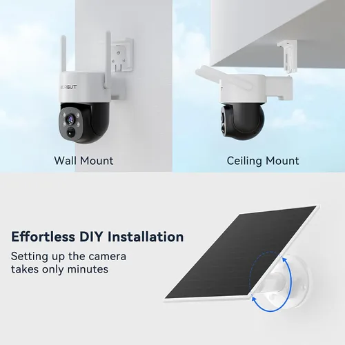 Miniatura 8 de Sistema de cámara de seguridad con energía solar para exteriores con monitor de 10 pulgadas, 2 cámaras inalámbricas 2K para seguridad del hogar
