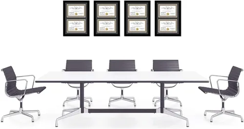 Miniatura 8 de Creative Picture Frames Marco de diploma doble clásico negro de 6 x 8 pulgadas con vidrio negro y colgador de pared instalado