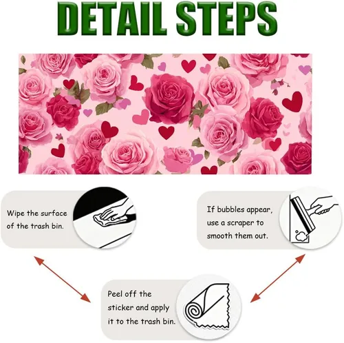 Miniatura 8 de Papel tapiz autoadhesivo para el día de San Valentín, diseño de rosas, diseño de corazón rosa floral, para decoración de pared de dormitorio, baño