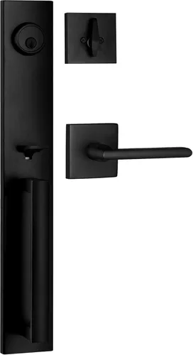 Miniatura 10 de Berlin Modisch Juego de manijas para puerta delantera, juego de manija y cerradura con llave, cerradura de cilindro único cuadrado y delgado y Acero