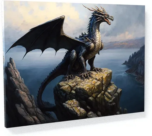 Miniatura 14 de Sense Canvas Dragon Creative 9 - Lienzo decorativo para pared, diseño de dragón para pared, póster grande para el hogar, 40 x 30 pulgadas, 0.75