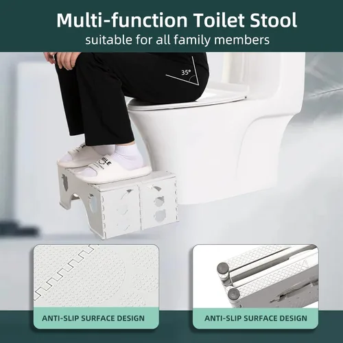 Miniatura 2 de Taburete de inodoro plegable, taburete de baño saludable de 7 pulgadas con pies antideslizantes, un buen ayudante para aliviar eficazmente