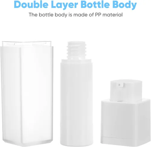 Miniatura 4 de minkissy Loción Crema Bomba Envase Airless Skincare Botellas 0.5 fl oz+1.0 fl oz+1.7 fl oz Dispensador de botellas cosméticas estirable recargable