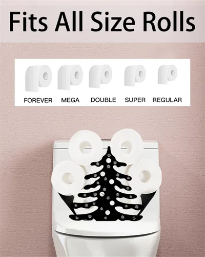 Miniatura 3 de Lindo soporte de rollo de papel higiénico para árbol de Navidad, decoración de baño, soporte de papel higiénico de metal negro, organizador