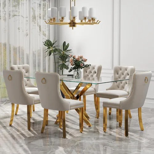 Miniatura 63 de Juego de comedor de 3 piezas con superficie de vidrio transparente, juego de comedor cuadrado minimalista moderno de 36'', juego de mesa de cocina