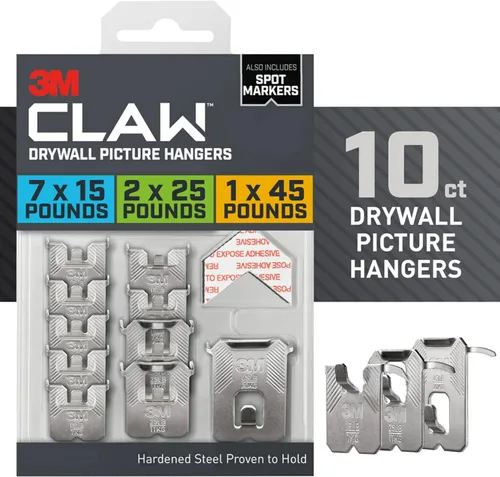 3M Claw Percha para cuadros de yeso, plateado