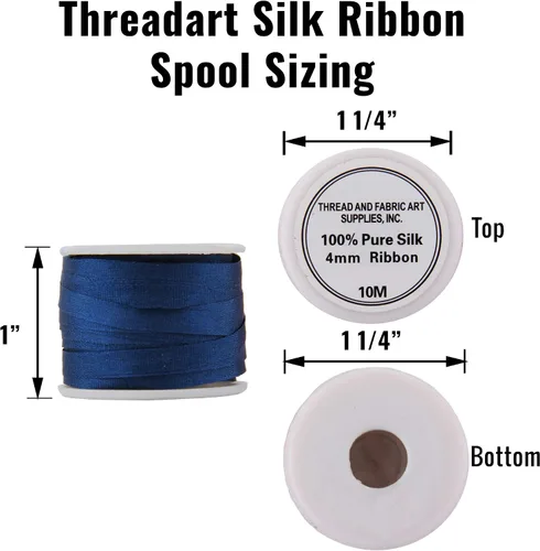 Miniatura 2 de Threadart Juego de cintas de seda - Tonos azules - Colección Five Spool - 100% seda pura - 55 yardas