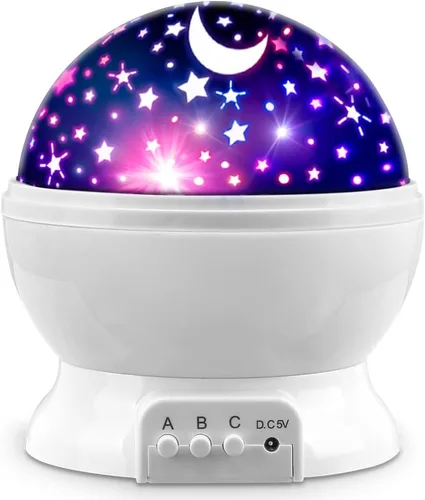 Miniatura 9 de Lámpara de iluminación nocturna [4 cuentas LED, 3 modelos, cable USB de 4.9 pies), romántica rotación proyector Cosmos Estrella Cielo Luna, rotación