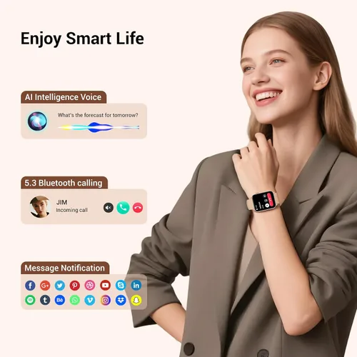 Miniatura 3 de Reloj inteligente para mujeres y hombres, reloj de fitness con pantalla HD de 1.91 pulgadas con linterna LED, más de 100 modos deportivos rastreador