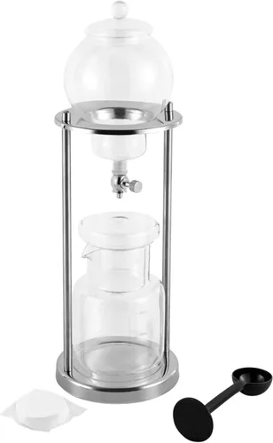 Miniatura 11 de Cafetera de café helado, torre de goteo en frío, máquina de café helado de madera, acero inoxidable y vidrio de borosilicato, olla para compartir