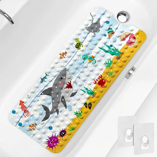 Miniatura 11 de PRATIQUE Alfombra de baño para niños antideslizante de 40 x 16 pulgadas, extra larga, tapete de baño para niños, tapete de seguridad antideslizante