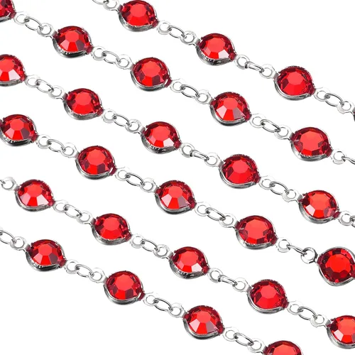 Miniatura 13 de uxcell Cadena de diamantes de imitación blancos de 2 yardas a granel con cadena de latón chapada en plata para hacer joyas, manualidades, pulseras