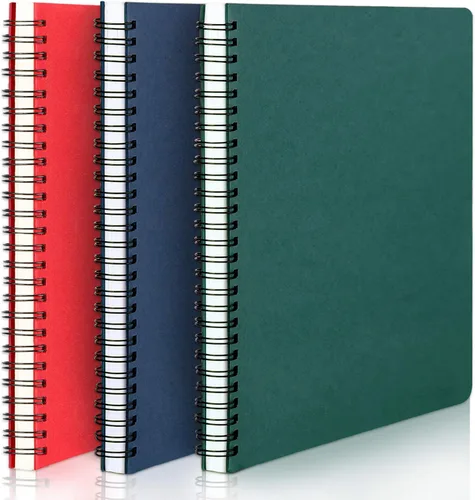 EUSOAR Cuaderno rayado en espiral, paquete de 3 cuadernos A5 de 5.5 x 8.3 pulgadas, 120 páginas, cuaderno de escritura de viaje, cuaderno de notas,