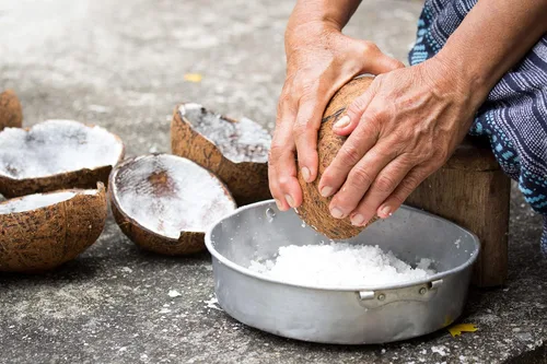 Miniatura 4 de Mooninja Rallador de coco Raspador Triturador Cabeza de hoja plana Pequeño Utensilios Manual Máquina Cuchillo para Alimentos Molinillo de Mano