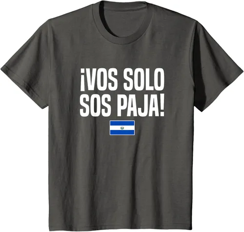 Miniatura 45 de Camiseta Vos Solo Sos Paja Salvadoran Slang Bandera de El Salvador, Negro
