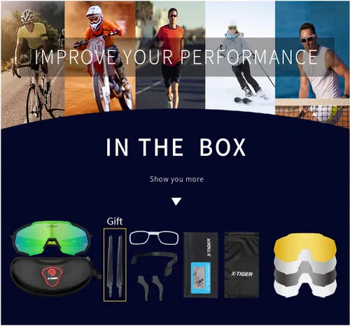 Miniatura 9 de X-TIGER Gafas de sol polarizadas para deportes con 5 lentes intercambiables, gafas de ciclismo para hombres y mujeres, para béisbol, correr, pesca