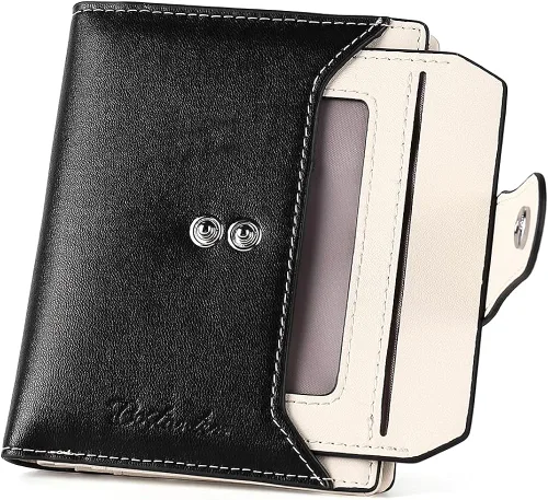 Miniatura 6 de BOSTANTEN - Billetera de cuero para mujer con bloqueo RFID, pequeña, con cremallera, de bolsillo, para tarjetas, con ventana para documento