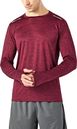 Miniatura 3 de Paquete de 3 camisetas de manga larga para hombre ajuste seco casual senderismo rendimiento atléticas activas con agujeros para el pulgar