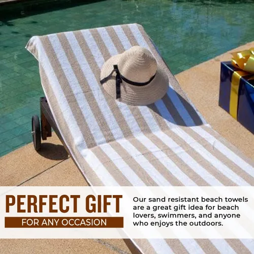 Miniatura 5 de Toallas de playa personalizadas Passion para adultos - Toallas de piscina personalizadas con nombre - Algodón altamente absorbente - Diseño a rayas