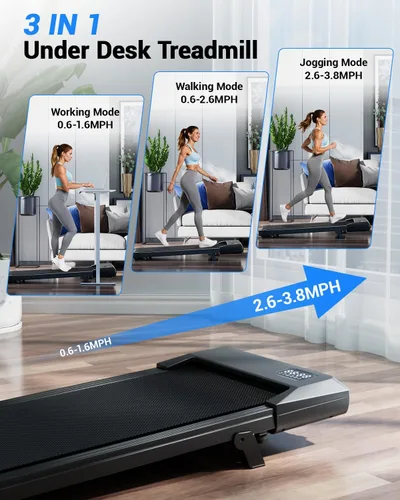 Miniatura 4 de Superun - Caminadora con 6% de inclinación, para poner debajo del escritorio en la oficina, portátil, 3 en 1, con control remoto y pantalla LED