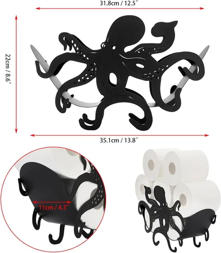 Miniatura 4 de Sumnacon Soporte de papel higiénico, almacenamiento de papel higiénico de metal, soporte de rollo de papel higiénico independiente, soporte de papel