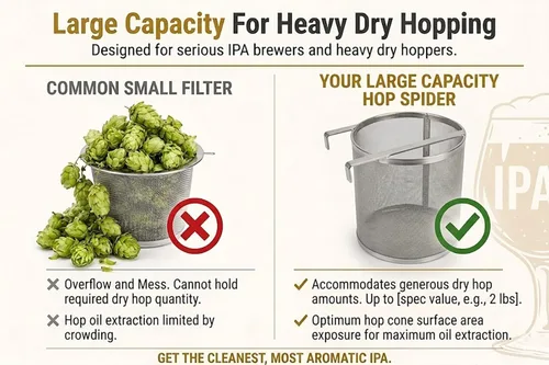 Miniatura 5 de Hop Spider - Filtro de acero inoxidable de malla de 300 micrones para hervidor de cerveza casero