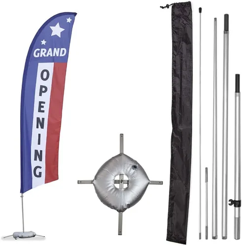 Miniatura 12 de Vispronet Kit de bandera de plumas de globo de gran apertura, asta de bandera Swooper de 13 pies con estaca para el suelo, base cruzada, bolsa