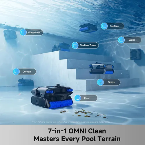 Miniatura 2 de Mova Rover X10 - Limpiador robótico inalámbrico para piscinas, limpieza 7 en 1, mapeo AquaScan LDS y Pool Navi preciso, estacionamiento inteligente
