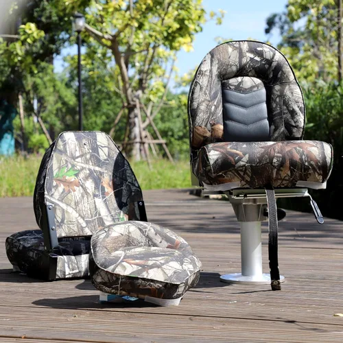 Miniatura 3 de NORTHCAPTAIN Asiento plegable para barco con respaldo alto Premium, tornillos de acero inoxidable incluidos, Camo/Antracita, 2 asientos A-High