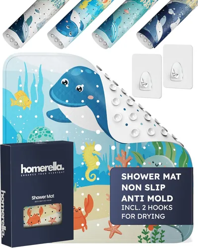 Miniatura 10 de homerella Tapete de ducha antideslizante antideslizante para cabina de ducha interior, tapete de ducha antideslizante cuadrado de 21 x 21 pulgadas