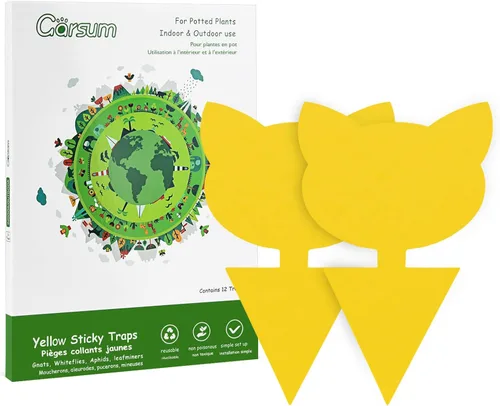 Miniatura 20 de Garsum Trampa para Moscas de la Fruta Amarilla Pegajosa 18 piezas Matamoscas de Hongos para Plantas de Interior y Exterior Atrapador de Insectos