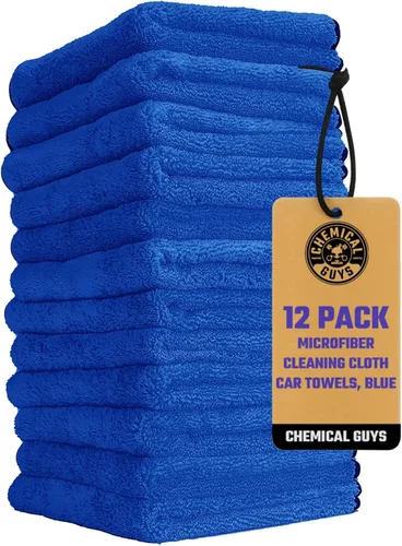 Chemical Guys Toallas profesionales de microfibra de grado premium para autos, azul, 16 x 16 pulgadas, paños ultra suaves y sin rayones para el